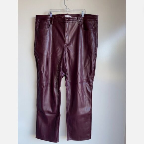 Good American Faux Leather Pants Plus Size 26 Burgundy Wine - Picture 3 of 13